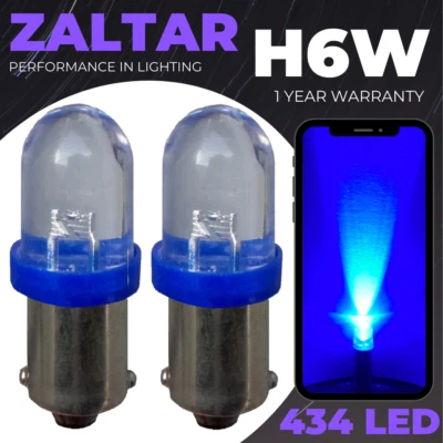 H6w Led Xenon Ice Blue Reversing Light Bulbs 433 434 Bax9s Offset Pins Hid X2 - Image 1 of 4