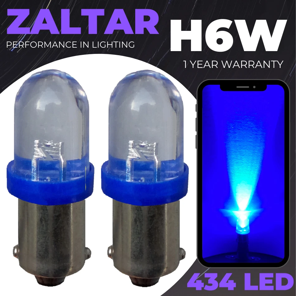 H6w Led Xenon Ice Blue Reversing Light Bulbs 433 434 Bax9s Offset Pins Hid X2 - Image 1 of 4
