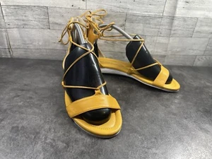 Cole Haan Grand ØS Gladiator Sandals Women 6.5B Shoes Yellow Leather Back Zipper - Picture 1 of 19