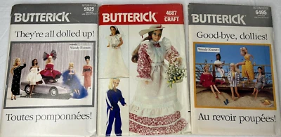 LOT OF 3 U/C BUTTERICK SEWING PATTERNS BARBIE 4687 5925 6495 EXC. VTG ORIGINALS - Image 1 of 4