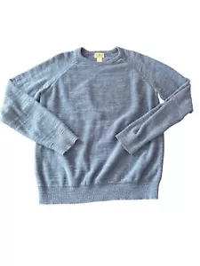 L.L. Bean Mens Organic Cotton Sweater M-REG Blue classic Minimalist Sustainable - Picture 1 of 5