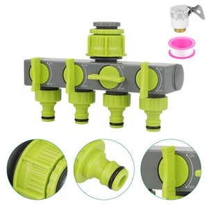 4-Way 1/2'' 3/4" 1'' Hose Splitter, Outdoor Garden Hose Y Faucet Connector - Picture 1 of 7