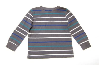 Camisa de manga larga Jumping Beans para niños talla 4T gris con rayas blancas, azules y verdes Foto 1 de 4