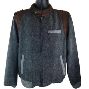 Slate & Stone Poly Wool Blend Jacket Gray Brown Maroon Herringbone Mens S - Picture 1 of 12