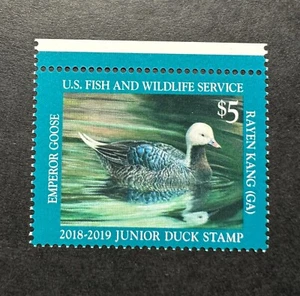 Estampillas WTD - #JDS26 2018 - Estampilla de pato junior de Estados Unidos - Como nueva sin usar **Bien centrada** - Imagen 1 de 2