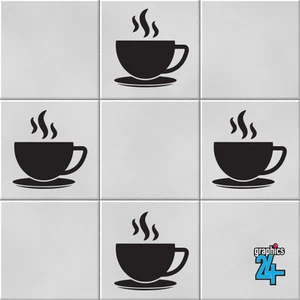 Coffee Cups Vinyl Wall Tile Stickers Decals Transfers Kitchen Home Decor - Picture 1 of 2