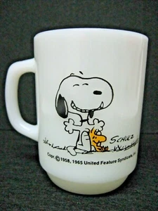 SNOOPY good day FIRE KING mug WOODSTOCK Anchor Hocking - Picture 1 of 4