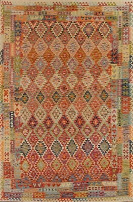 South-western Reversible Kilim Hand woven Area Rug 10'x13' Room Size Wool Carpet - Image 1 of 4