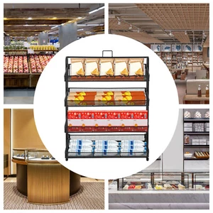 4 Tiers Retail Counter Display Rack Supermarkets Stores Black Display Iron Stand - Picture 1 of 19