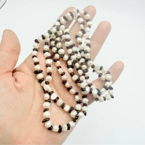 Vintage Genuine Pearls and Garnet Beaded Necklace - Imagen 1 de 5