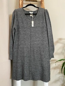 MAX STUDIO Women's Gray Sweater Knit Tunic Dress Balloon Sleeves Career Size L - Picture 1 of 15