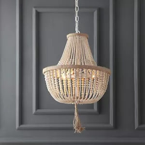 Chandelier SAFAVIEH Lighting Kristi 3-light Cream Adjustable Beaded LIT4477B - Picture 1 of 7