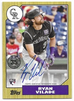2022 Topps Series 2 1987 Topps Auto Ryan Vilade (#87BA-RV) Rockies RC - Image 1 of 2