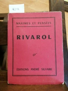 MAXIMES ET PENSEES - RIVAROL - 1960 - ANDRE' SILVAIRE (4316) - Foto 1 di 1