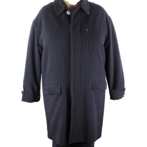 Lanvin Sz 52 Navy 100% Felted Wool Zip Pocket Detail Men's Dress Over Coat - Picture 1 of 8