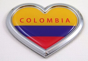 Colombia HEART Flag Chrome Emblem Car Decal 3D Sticker Badge Bumper Colombian - Imagen 1 de 1