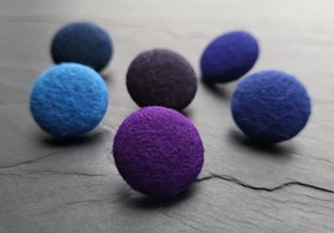 Blue & Purple 100% Wool Felt Fabric Covered 14, 19, 23, 25 or 31mm buttons - Picture 1 of 15