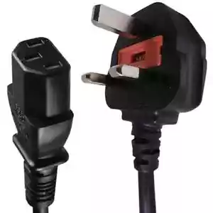 3 PIN POWER KETTLE 1Meter CABLE CORD LEAD FOR COMPUTER MONITOR TV PC PRINTER UK - Picture 1 of 6