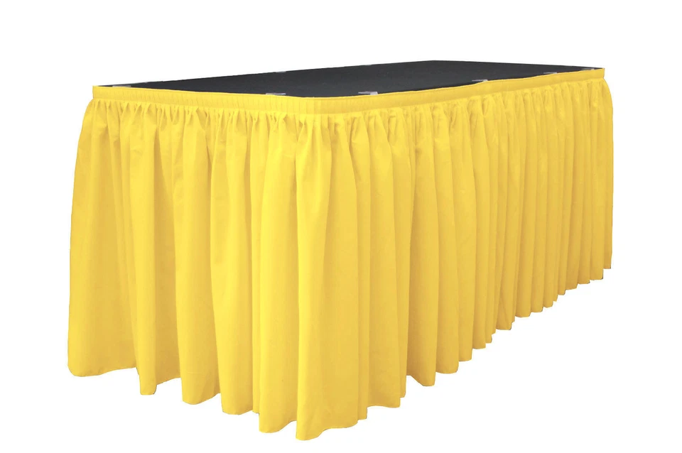LA Linen Polyester Table Skirt 17-Ft L by 29 "H with 10 L-Clips. Made in USA - Image 1 of 1