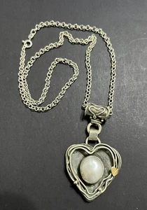 Handcrafted Jewellery Barbara Gambin Sterling Silver Necklace Pearl Pendant - Picture 1 of 6