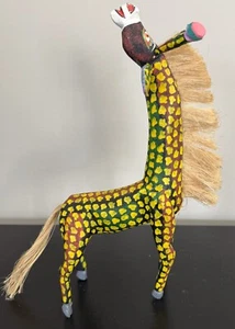 Giraffe handgeschnitzt jamaikanische Holzstatue Figur Skulptur 13" hoch x 7 x 4 - Bild 1 von 6