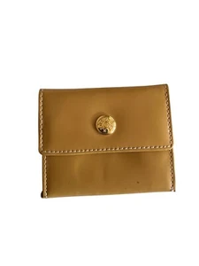 Vintage Gold Button Tan Leather Small Wallet Coin Purse - Bild 1 von 4