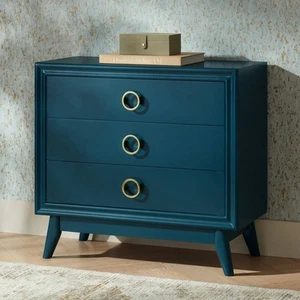 Crestview Collection Oslo 32"W Blue 3-Drawer Accent Chest - Picture 1 of 9