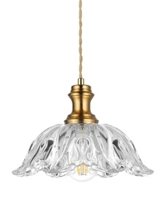 Gold Glass Pendant Lights, 10.6" 1-Light Vintage Hanging Light Fixtures with ... - Picture 1 of 7