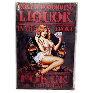Roxy's Roadhouse Golden Era Adv Pin Up Art Lata 12"x 8" Letrero Arte Nuevo Sellado - Imagen 1 de 1