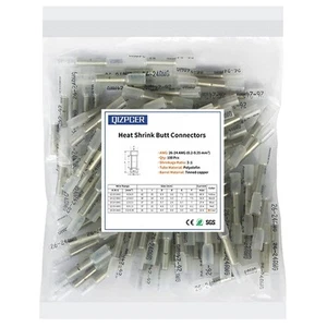 Heat Shrink Butt Connectors, 26-24 AWG 100 Pcs Clear Marine Grade Insulated C... - Picture 1 of 7