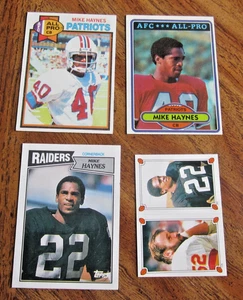 Mike Haynes Lot of 4 DIFFERENT Topps Trading Cards NFL Patriots, Raiders - Picture 1 of 2