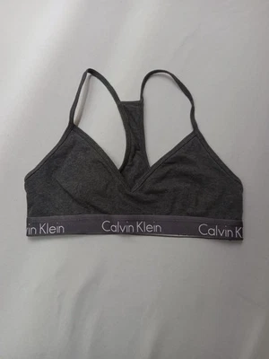 Calvin Klein Womens Sz S T Back Racer Back Bralette Gray - Image 1 of 4