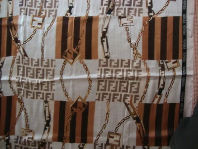 De Colección FENDI LOGO ZUCCA 100% Seda Cuadrada Bufanda Geométrica 90cm - 36" LEITO Foto 1 de 4