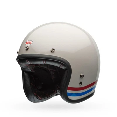 Bell Custom 500 Open Face Motorcycle Helmet Stripes Pearl White Medium - Image 1 of 3