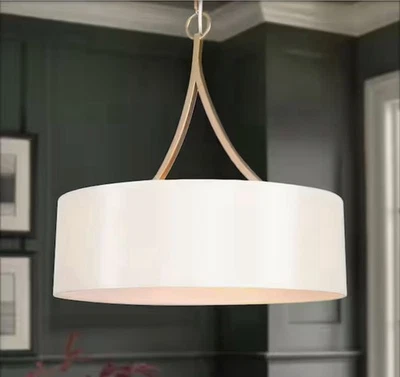 Zevni Modern 3-Light Dark Gold Farmhouse Chandelier, Classic Drum Pendant Light - Image 1 of 4