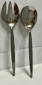 Vintage MCM Stainless Steel Salad Serving Spoon & Fork Japan - Dalton Flatware - Picture 1 of 4