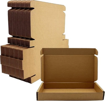 8x4x1 Shipping Boxes Set of 50, Brown Small Corrugated Cardboard Box, Mailer Box - Image 1 of 4