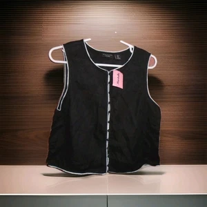 TAHARI LEINEN DAMEN ÄRMELLOSES GEKNÖPFTES OBERTEIL GRÖSSE LARGE NEU MIT ETIKETT - Bild 1 von 2