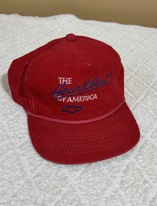 Cappello camionista in velluto a coste ricamato Chevy The Heartbeat Of America nuovo vintage anni 90 - Foto 1 di 11
