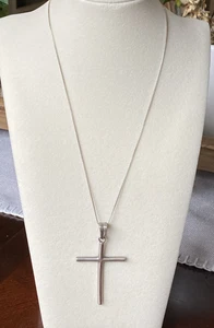 Collar Colgante Cruz 925 Plata Esterlina México Grande Vintage Marcado - Imagen 1 de 11