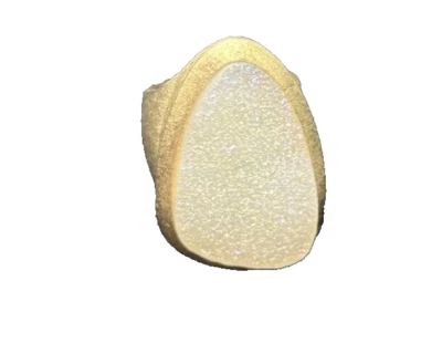 White Drusy Quartz Frosted Gold Tone, Marked RF China Size 8 Cocktail Ring - Image 1 of 4