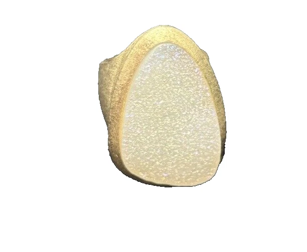 Anillo de Cóctel Cuarzo Blanco Drusy Tono Dorado Esmerilado, Marcado RF China Talla 8 Foto 1 de 4