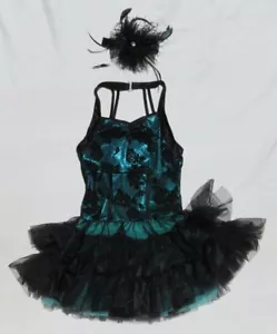 Weissman 9682 schwarz Spitze & Metallic Tüll Tanzkostüm Kleid LC US Mädchen L 14 - Bild 1 von 3