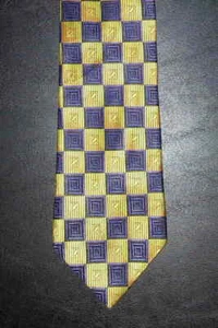 Canterbury Tie Silk Navy Blue Gold Geometric Square Pattern NIB t3475 - Picture 1 of 7