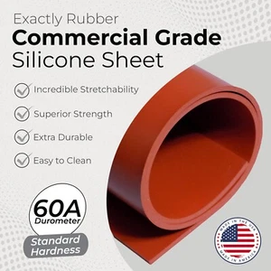 Red Silicone Sheet  1/16 x 3 x 9 Inch 60A Rubber Mat Made in USA Gasket Material - Picture 1 of 7