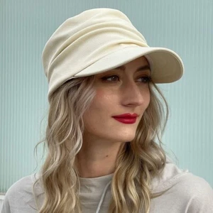 Women Newsboy Hats Cabbie Cap Chemo Headwear Cancer Hair Loss with Visor - Picture 1 of 17