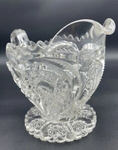 Antique Imperial Pressed Clear Glass Zippered Heart Milk Pitcher DISCONTINUED