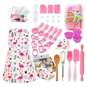 Kids Cooking and Baking Set - 34 Pcs Kids Chef Role Play Costume Set with Apr... - Picture 1 of 7