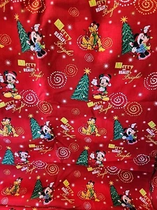 Rare Mickey Mouse Cotton Fabric Mickey Merry & Really Bright Toss BY THE YARD - Picture 1 of 8