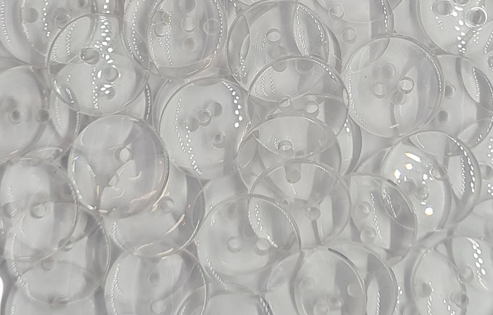 10 Transparente Knöpfe Wäscheknöpfe Ø10 mm 2 Loch durchsichtig Nähen Basteln - Bild 1 von 1